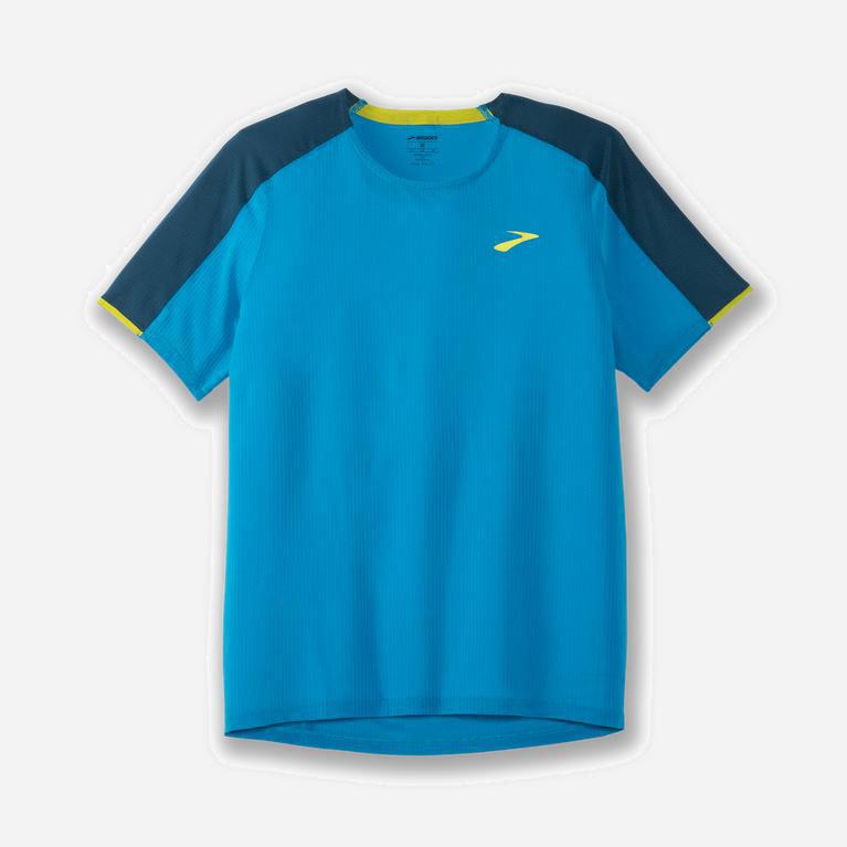 Brooks Atmosphere Mens Short Sleeve Running Shirt Ireland Electric Blue/Alpine (VHUB-24175)